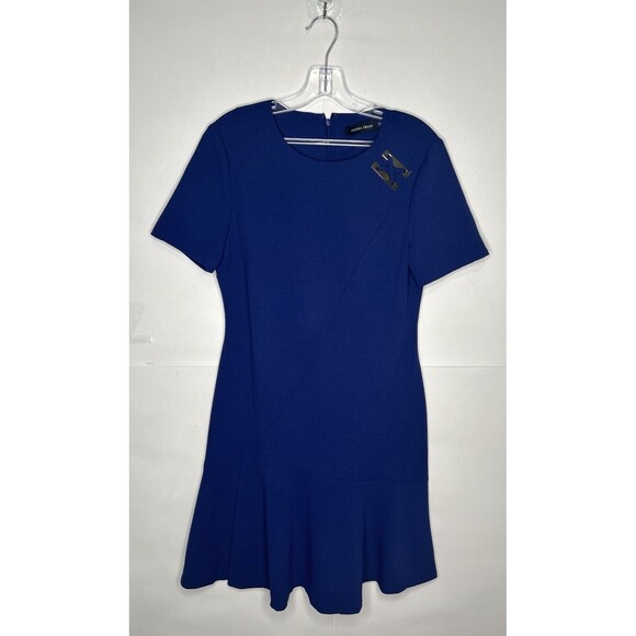 Ivanka Trump Short Sleeve Bottom Flare Dress Royal Blue Size 8 - Picture 1 of 7